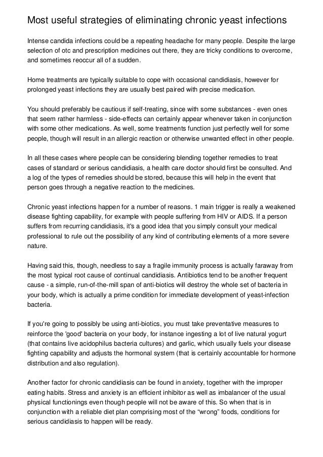 Most useful strategies of eliminating chronic yeast infections