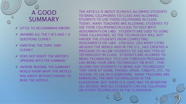 Examples of summaries