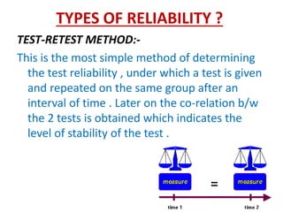 Good test , Reliability and Validity of a good test | PPTX
