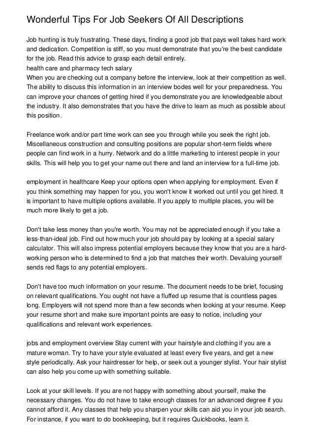 Wonderful Tips For Job Seekers Of All Descriptions