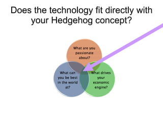 Does the technology fit directly with your Hedgehog concept? 