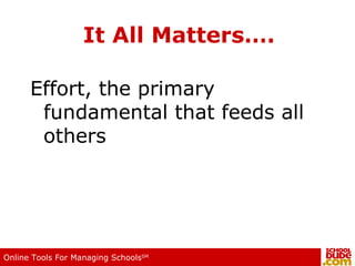 It All Matters…. Effort, the primary fundamental that feeds all others 