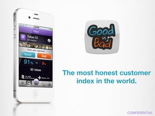 The most honest customer
    index in the world.



                 CONFIDENTIAL
 