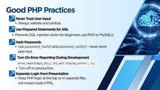 Best Practices for HTML, CSS, and PHP Web Development for Beginners | PDF