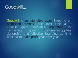 Valuation of Goodwill for class 12 | PPTX