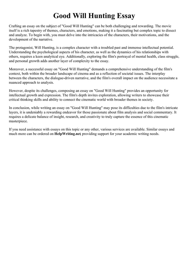 Good Will Hunting Essay PDF