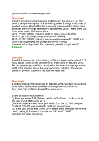 Grade 12 Accountancy Ncert Goodwill Test Docx