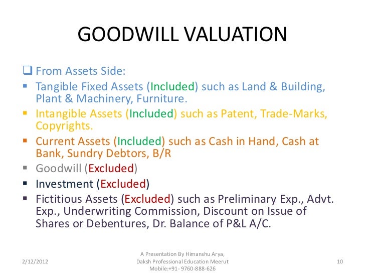 Goodwill valuation