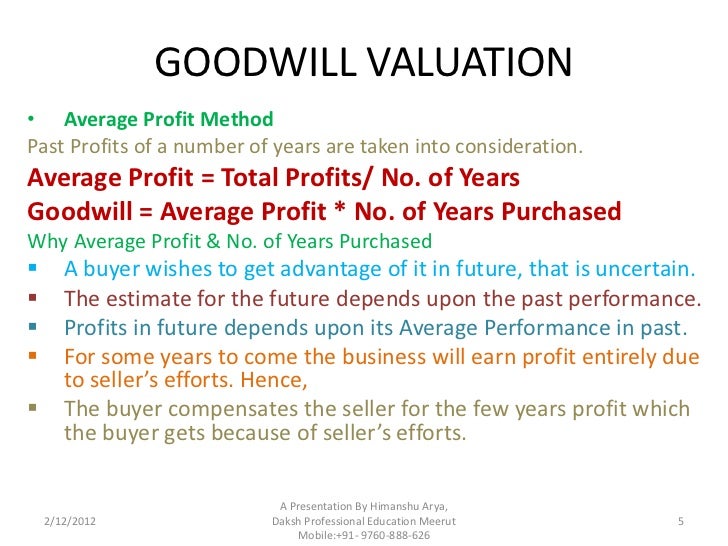Goodwill valuation