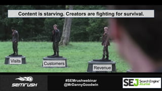 #SEMrushwebinar
@MrDannyGoodwin
Content is starving. Creators are fighting for survival.
Visits
Customers
Revenue
 