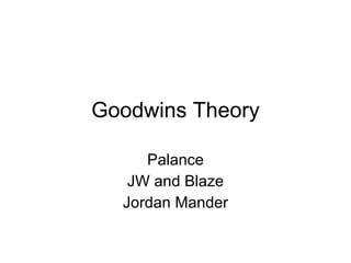 Goodwins Theory Palance JW and Blaze Jordan Mander 