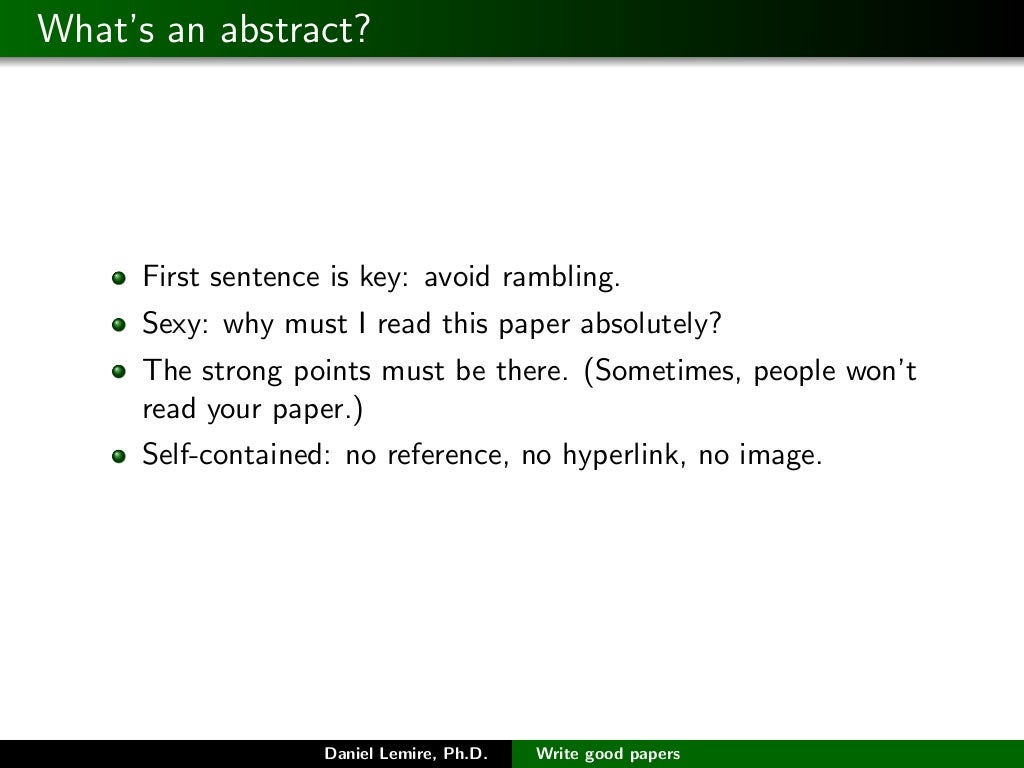 What’s an abstract? First sentence