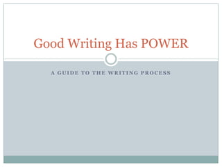 Good Writing Has POWER
A GUIDE TO THE WRITING PROCESS

 