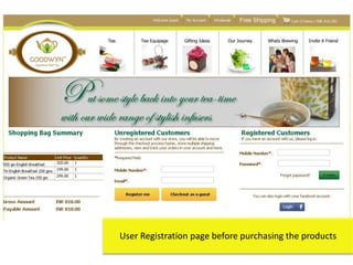 User Registration page before purchasing the products
 