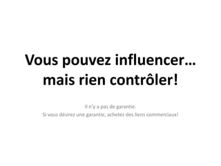 Si quelqu’un monte, quelqu’un descend…Il n’est pas possible que tout le monde soit #1