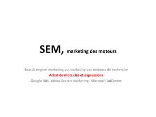 Acheter un peu de trafic…Google AdsYahoo Search marketingMicrosoft Ad CenterFacebookLinkedIn
