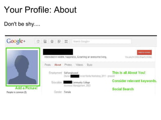 Your Profile: About Don't be shy....  