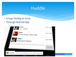 Huddle

Group Texting to Circle
Through Android App
 
