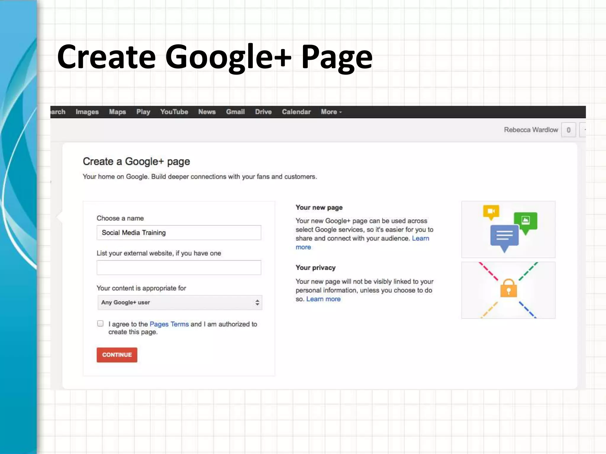 Create Google+ Page
 