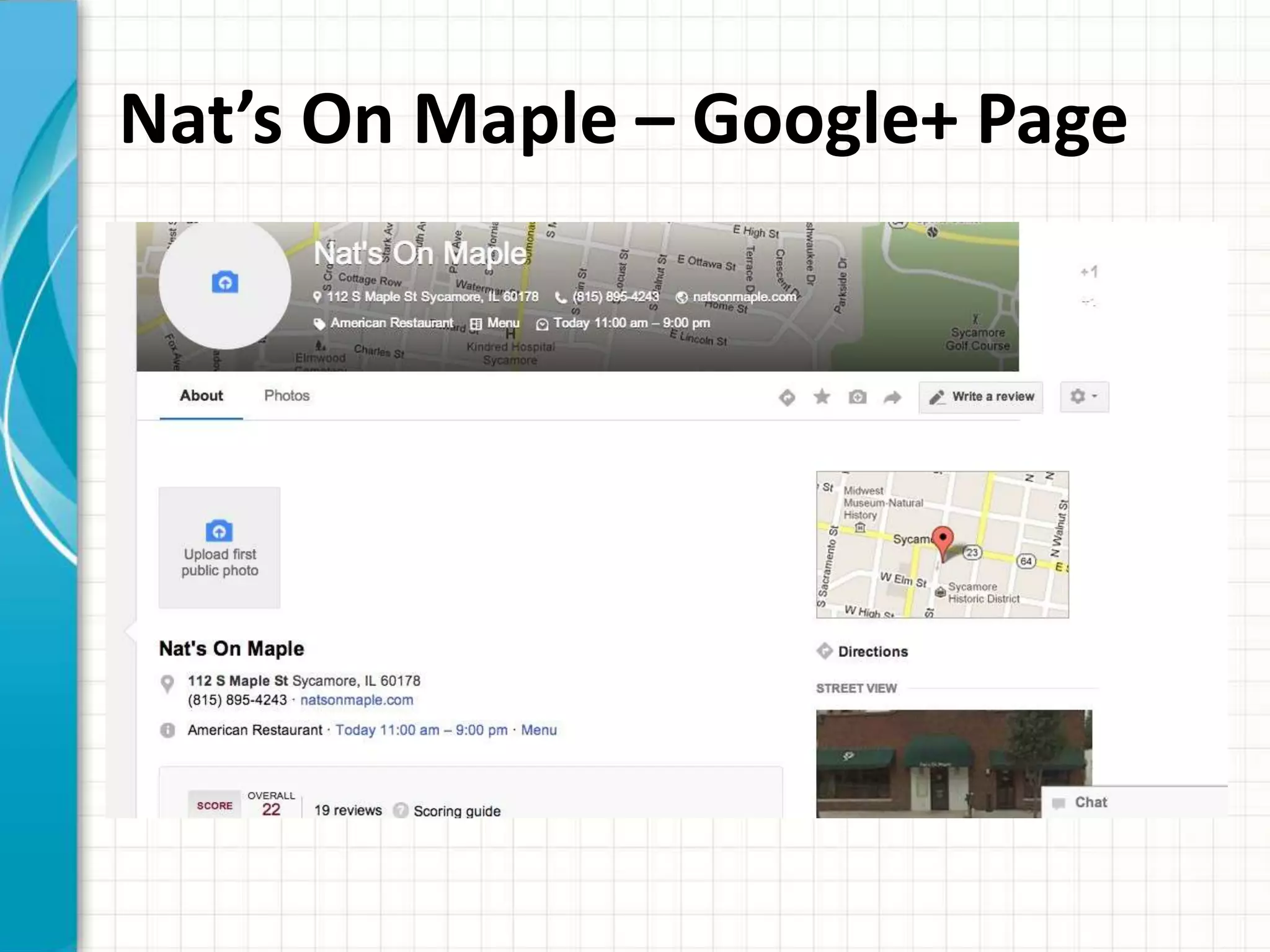 Nat’s On Maple – Google+ Page
 