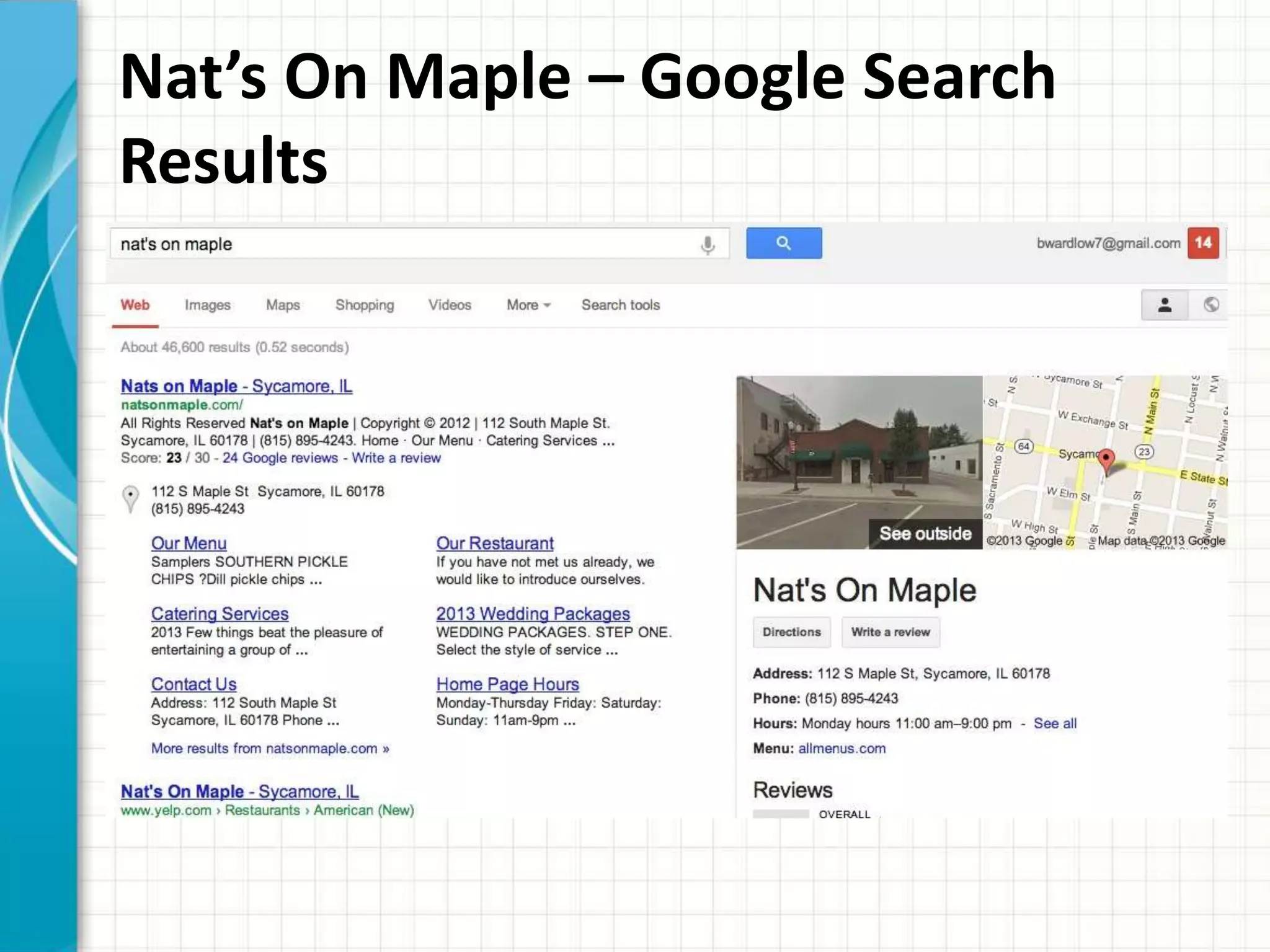 Nat’s On Maple – Google Search
Results
 