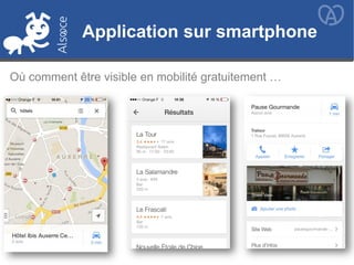 Application sur smartphone
Où comment être visible en mobilité gratuitement …
 