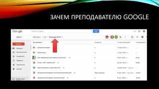 ЗАЧЕМ ПРЕПОДАВАТЕЛЮ GOOGLE
 