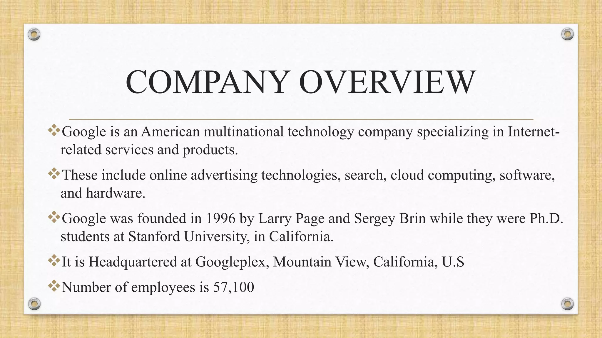 Case Study on Work Culture in Google | PPTX