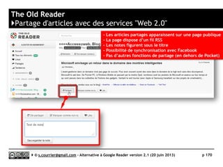 Feedspot
}Partager des articles avec ses abonnés (2/4)
Serge Courrier ►► 2014 ►► 170
L’abonné est trouvé ! Il n’a pas rendu ses mises à jour privées ?
Vous pourrez donc suivre les articles qu’il partagera.
 
