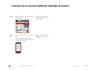 CNA Cesena: Google AdWords #2014 04/2014 28
Creazione di un account AdWords: tipologie di annunci
 