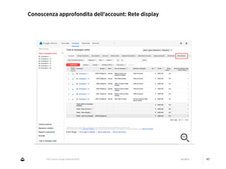 CNA Cesena: Google AdWords #2014 04/2014 40
Conoscenza approfondita dell’account: Rete display
 