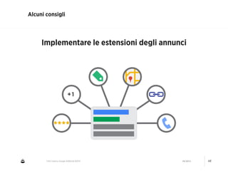 CNA Cesena: Google AdWords #2014 04/2014 48
Alcuni consigli
Implementare le estensioni degli annunci
 