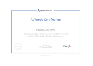 Google Adwords Search Advertising Certification