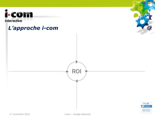 L’approche i-com 17 novembre 2010 i-com – Google Adwords 