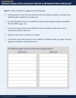 Account Set Up Check List Style Example Google analytics account setup optimization | PDF