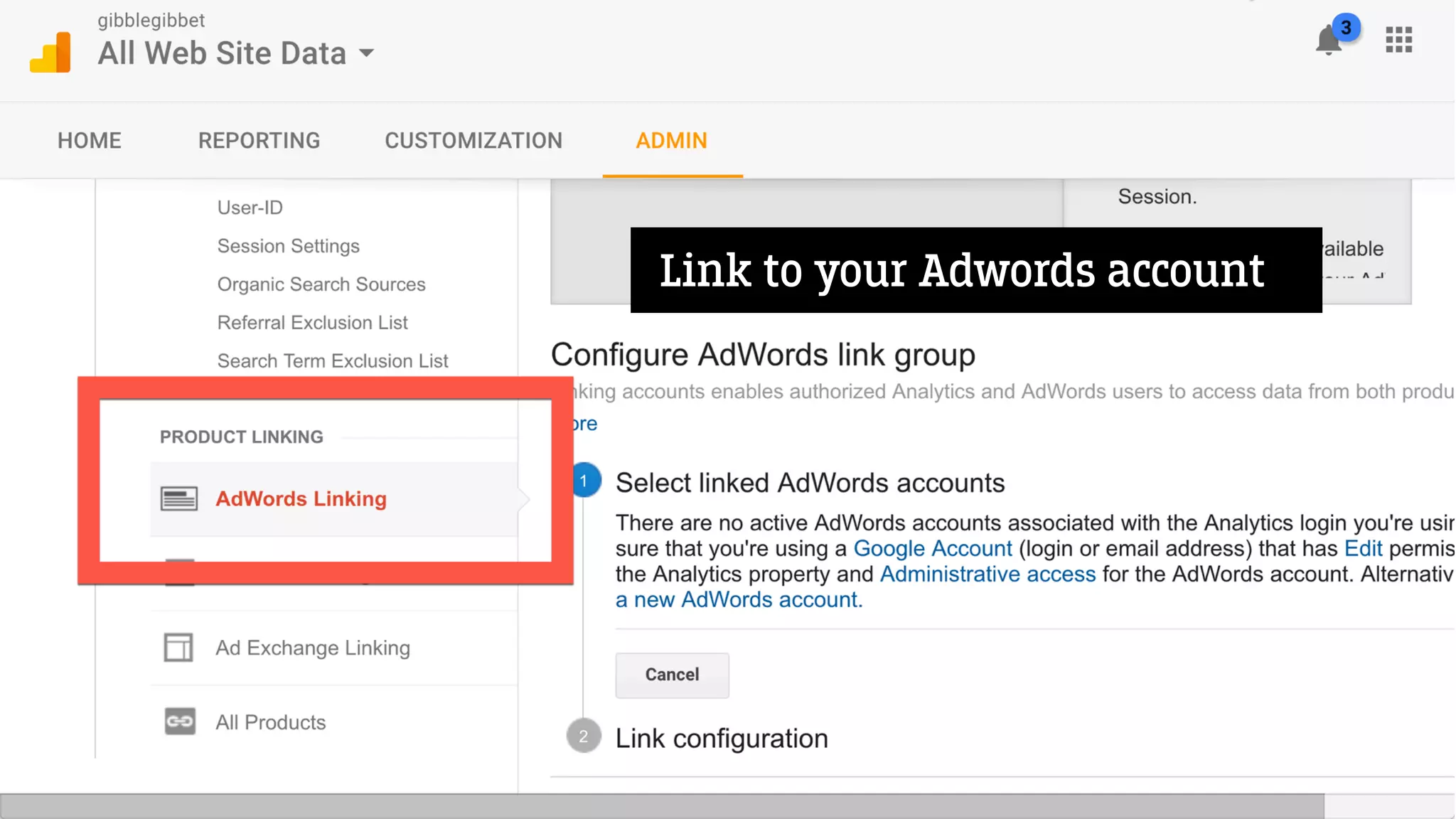 Link to your Adwords account
 
