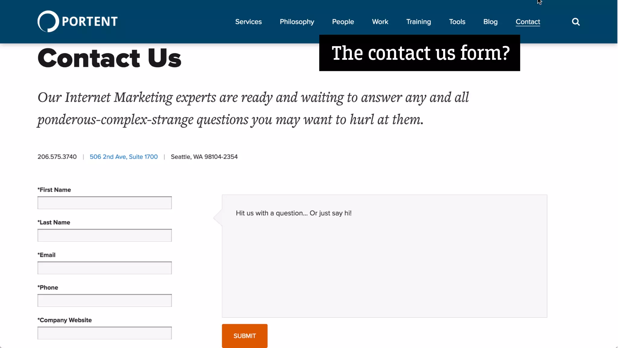 The contact us form?
 