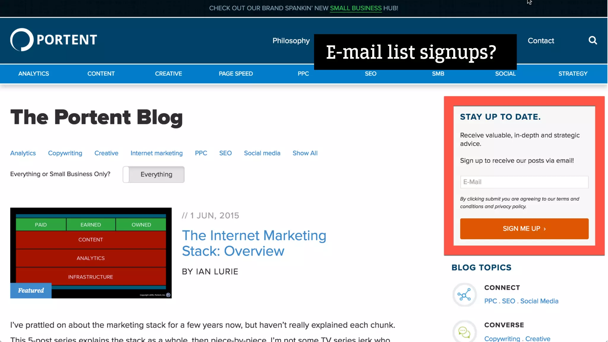 E-mail list signups?
 