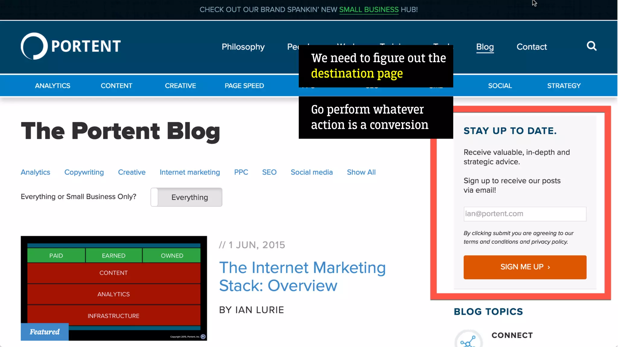 We need to ﬁgure out the
destination page
Go perform whatever
action is a conversion
 