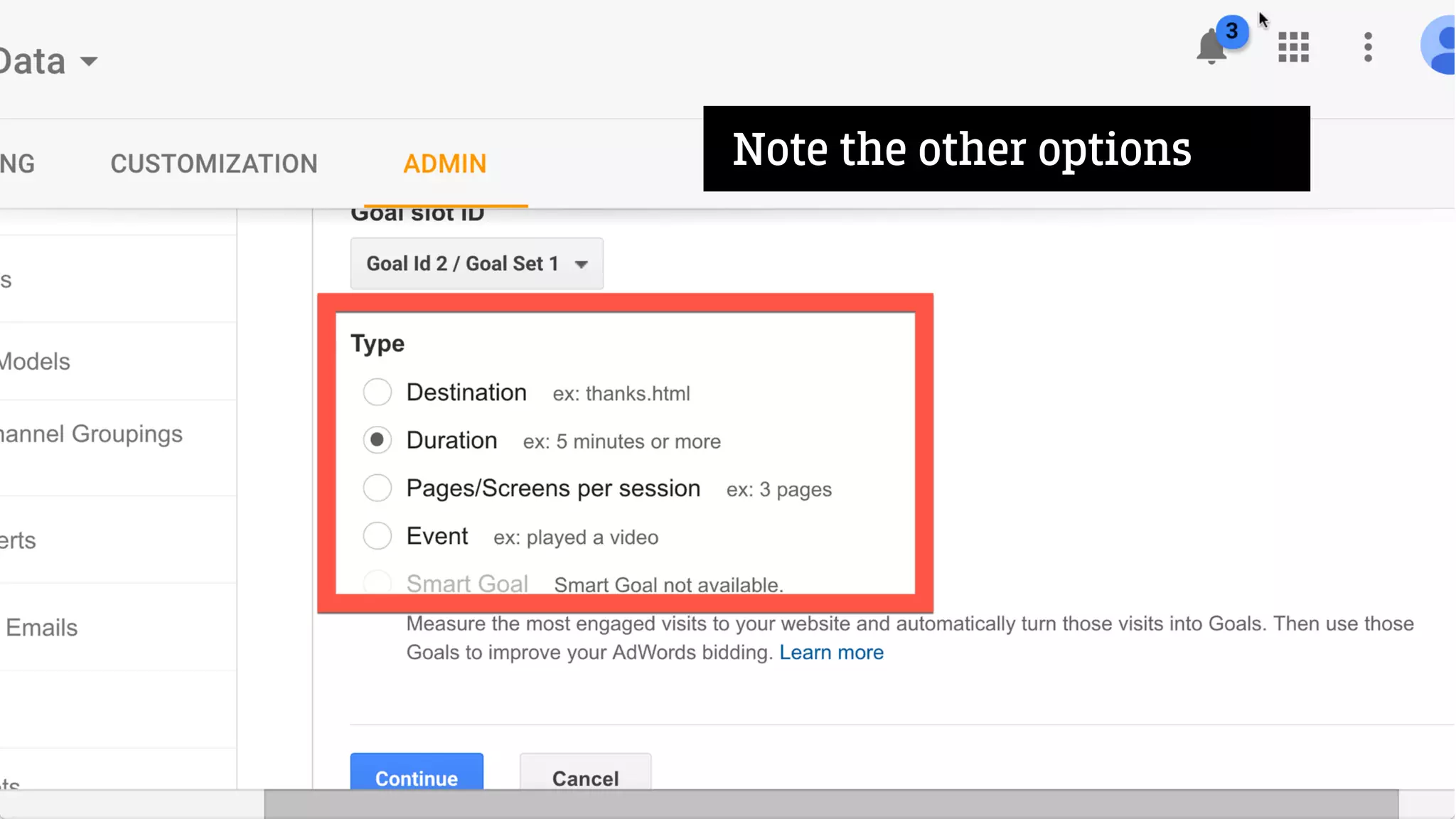 Note the other options
 