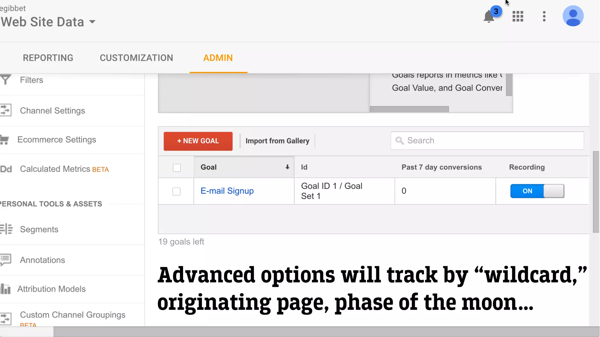 Advanced options will track by “wildcard,”
originating page, phase of the moon…
 