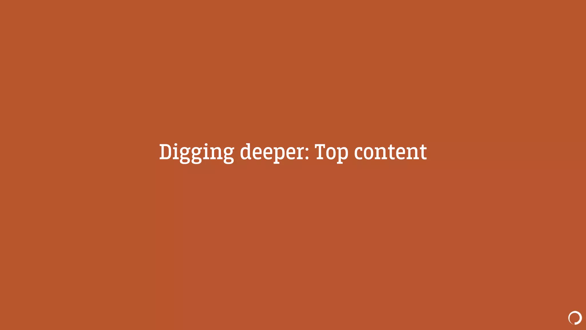 Digging deeper: Top content
 