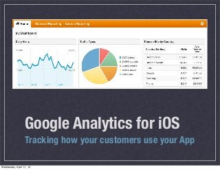 Google Analytics for iOS
                  Tracking how your customers use your App

Wednesday, April 11, 12
 