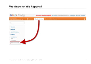 Wo finde ich die Reports?




© Yourposition GmbH, Zürich − Internet Briefing: SEM Konferenz 2011   6
 