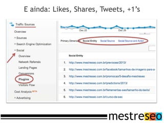 E ainda: Likes, Shares, Tweets, +1’s
 
