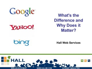 What's the
Difference and
Why Does it
Matter?
Hall Web Services
 