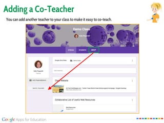 Adding a Co-Teacher
You can add another teacher to your class to make it easy to co-teach.
 