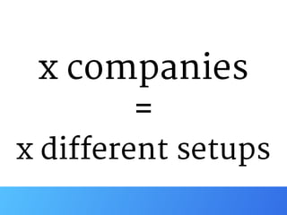 x companies

=

x different setups
 