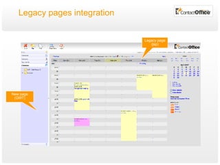 Legacy pages integration Legacy page (jsp) New page (GWT) 