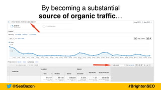 By becoming a substantial
source of organic traffic…
@SeoBazon #BrightonSEO
 